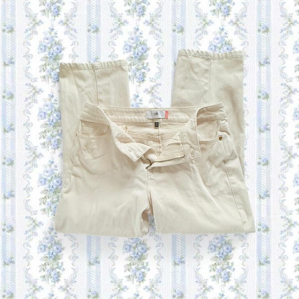 Cabi Women's Size 10 soho Cream Straight Leg Trousers